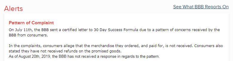 30 Day Success Formula Review – Another Mail Order Scam Exposed! - BBB Alerts